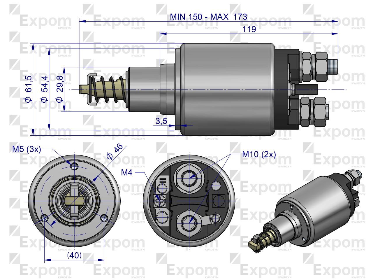 Wyłącznik ( włącznik, elektromagnes ) rozrusznika 0331401040, 1307762, 46657000EX  C-330 C-360 ZETOR Nowy Typ EXPOM KWIDZYN eu 