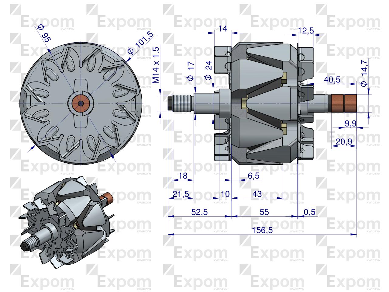 Wirnik alternatora 100211-6420EX Nowy Typ EXPOM KWIDZYN eu 