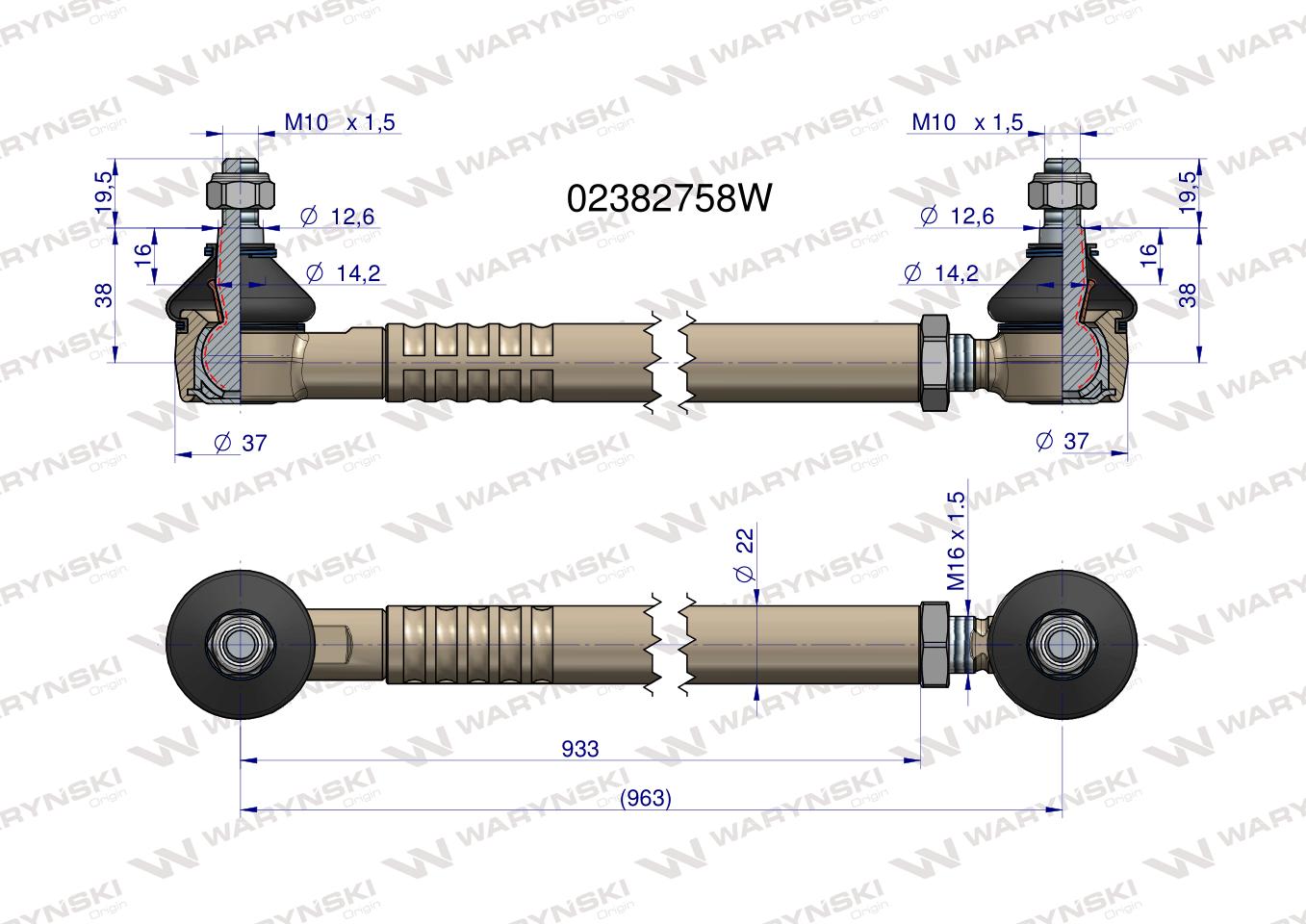 Drążek kierowniczy 963mm 02382758 WARYŃSKI