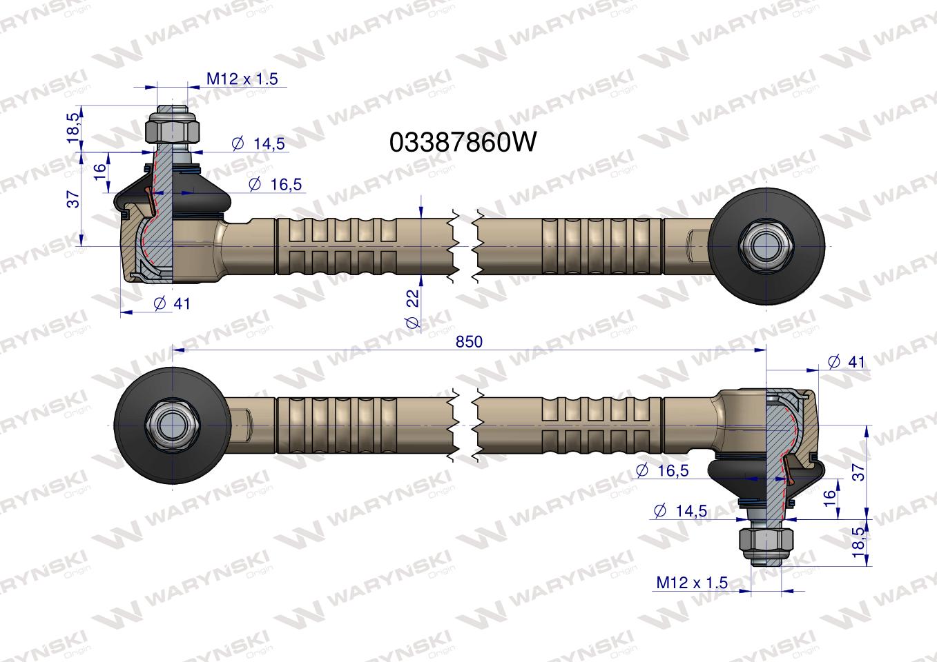 Drążek kierowniczy 03387860 WARYŃSKI