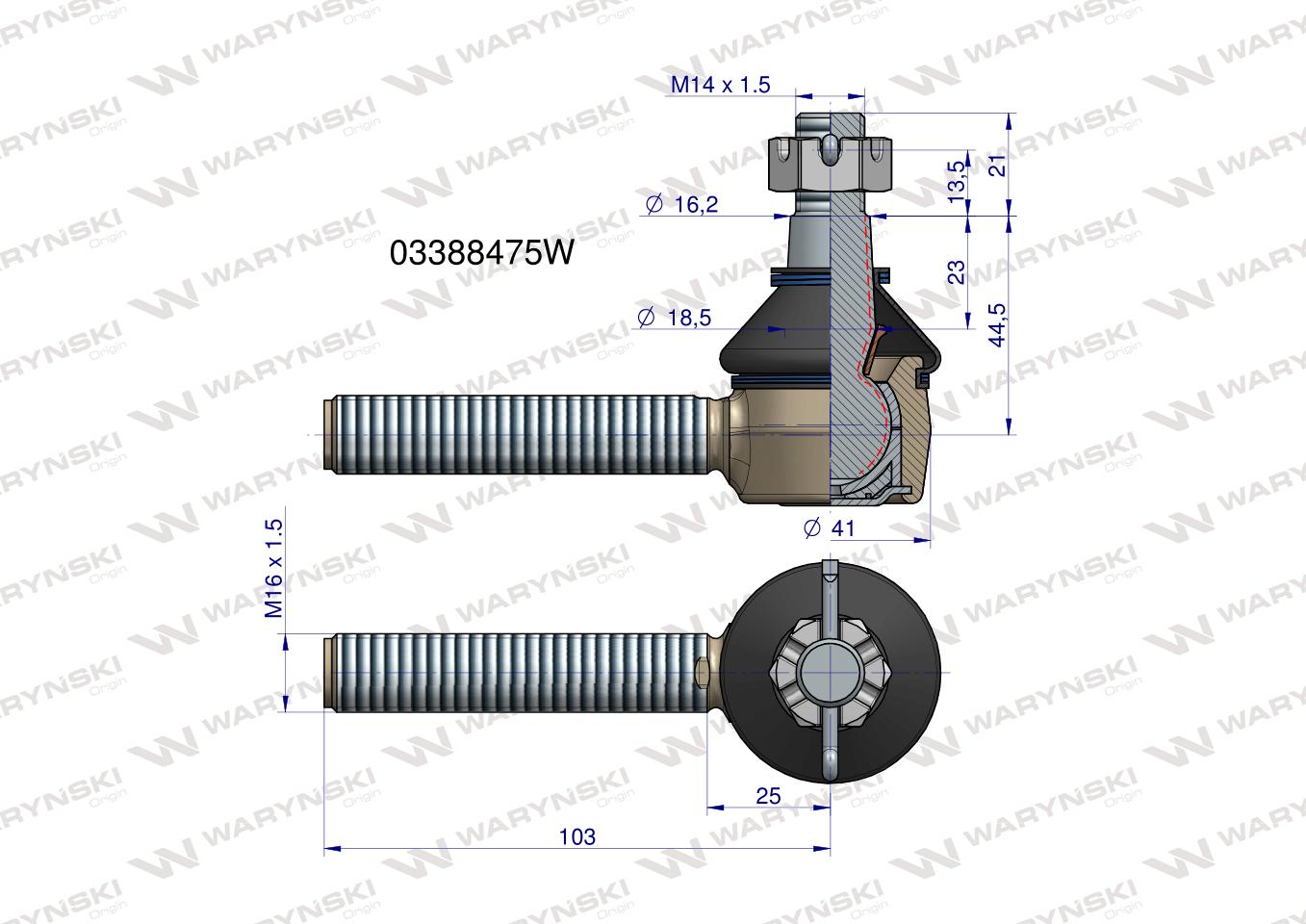 Przegub kierowniczy  M16x1.5 03388475 WARYŃSKI
