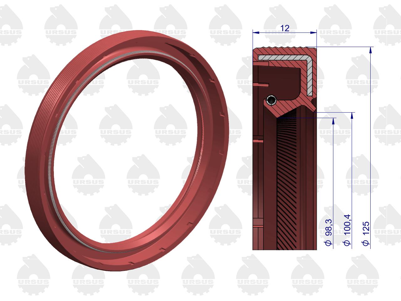 Pierścień uszczelniający uszczelniacz wału korbowego tylny Fluoroelastomer C-330 ORYGINAŁ URSUS