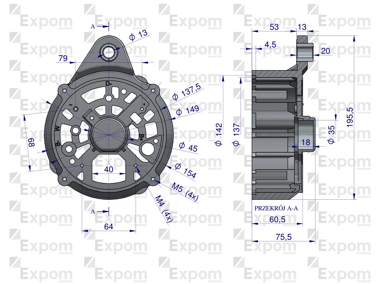 Pokrywa tylna alternatora 0120468055EX Nowy Typ EXPOM KWIDZYN eu
