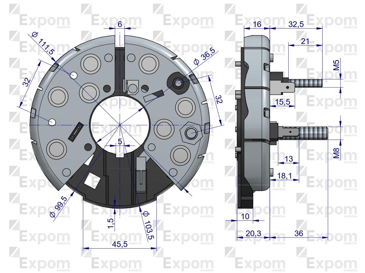 Prostownik diody alternatora 0120484011EX Nowy Typ EXPOM KWIDZYN eu