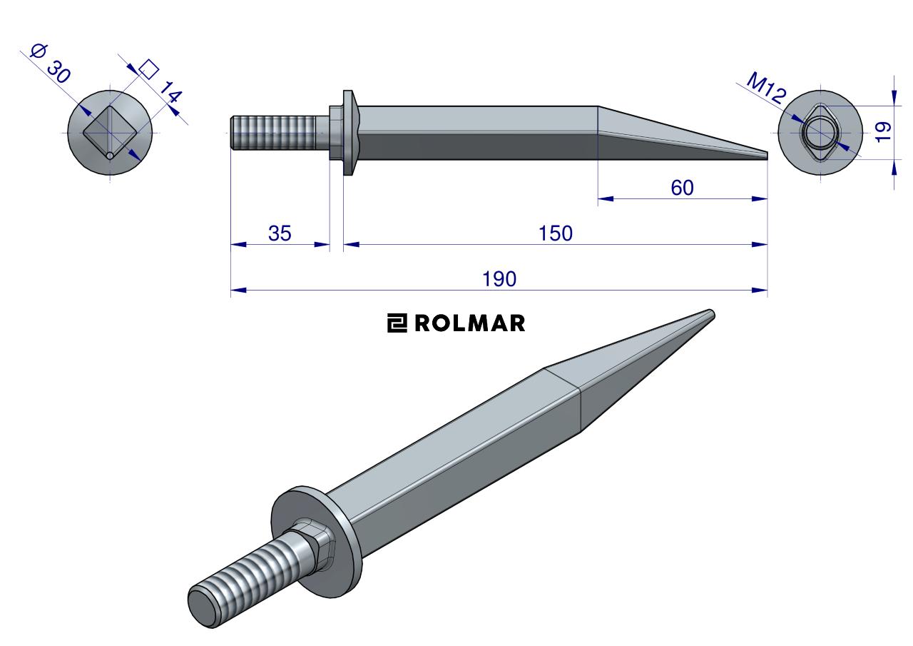 Ząb brony 14x150 M12 ( sprzedawane po 25 )