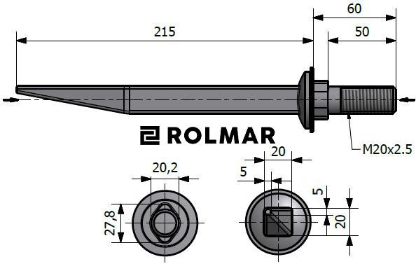 Ząb brony P20x210 M20 łazka