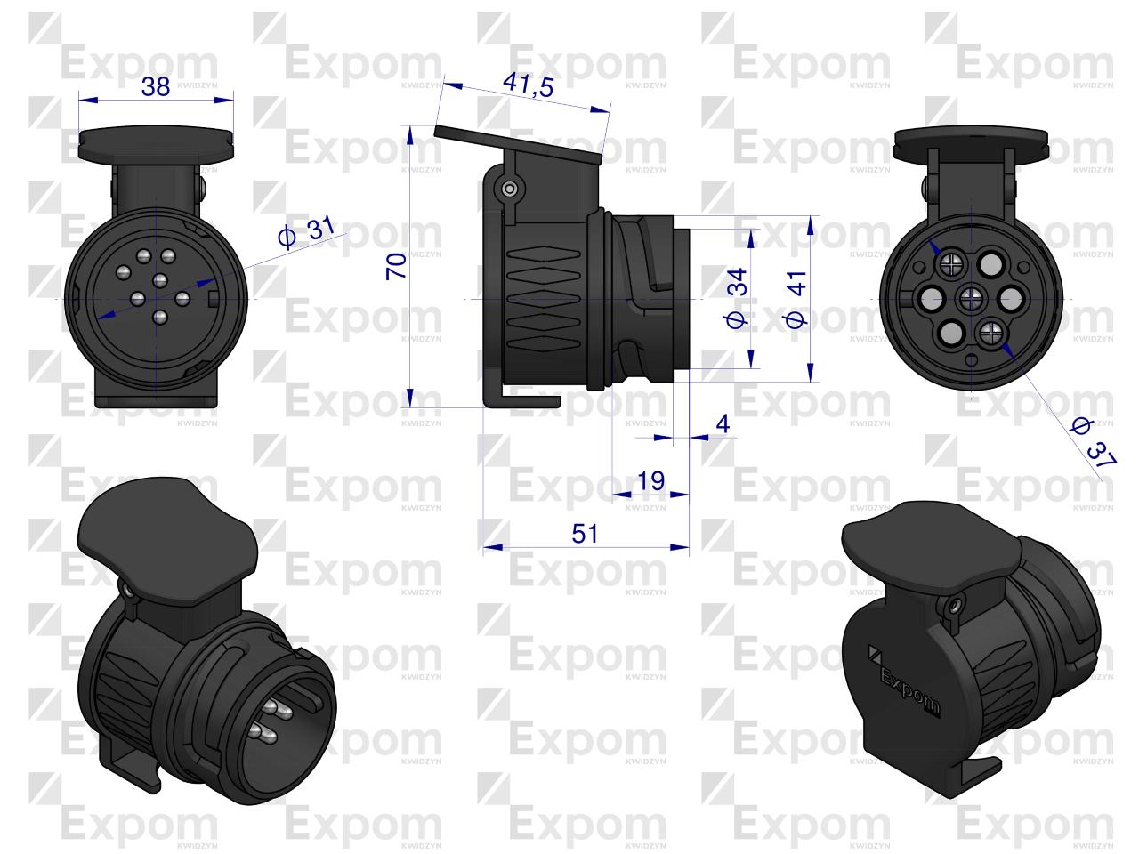 Adapter z 13-pin na 7-pin EXPOM KWIDZYN eu