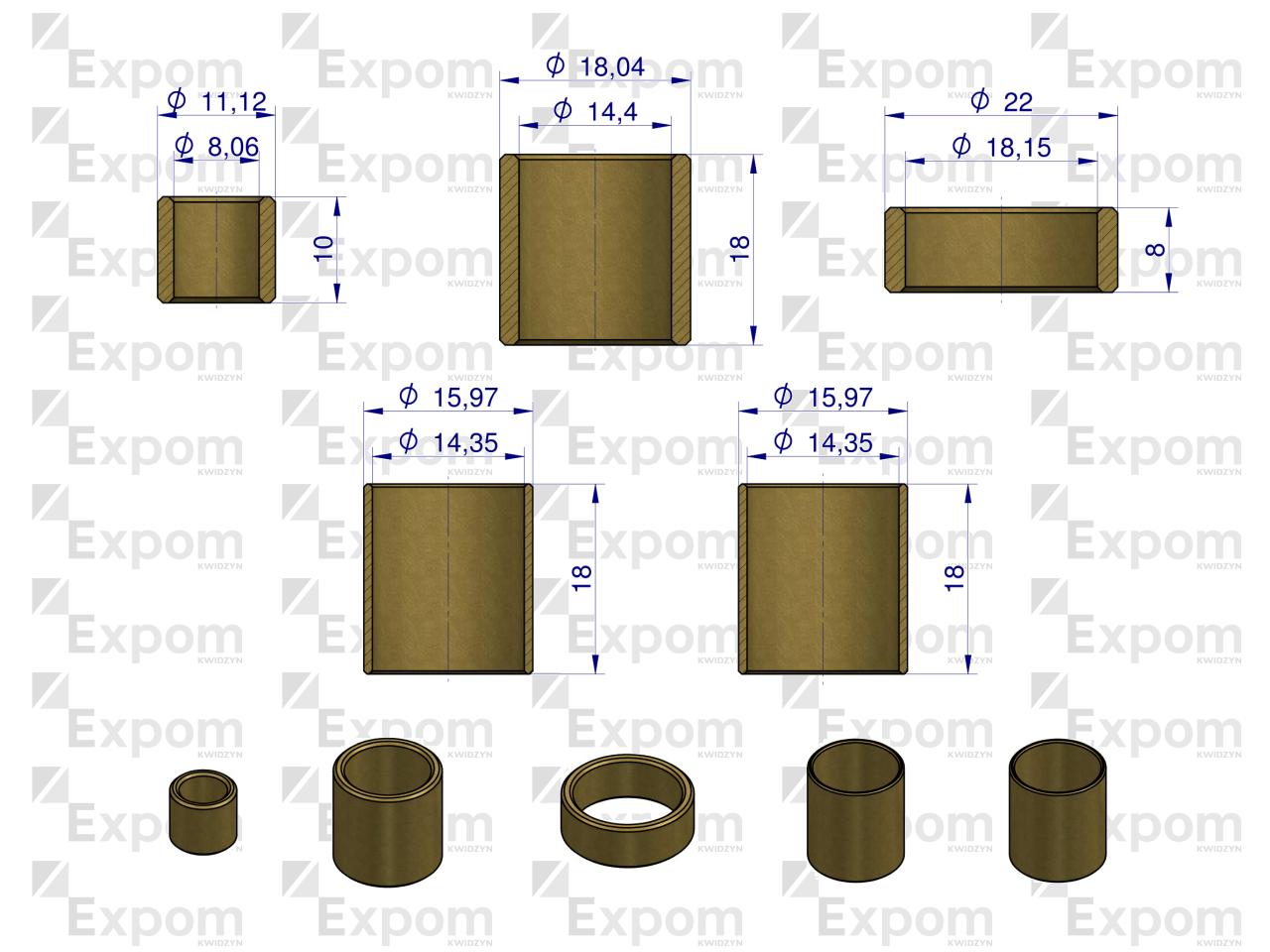 Komplet łożysk ślizgowych rozrusznika B140977. 15.120.010. 1447834M91 MF-4 Nowy Typ EXPOM KWIDZYN eu 