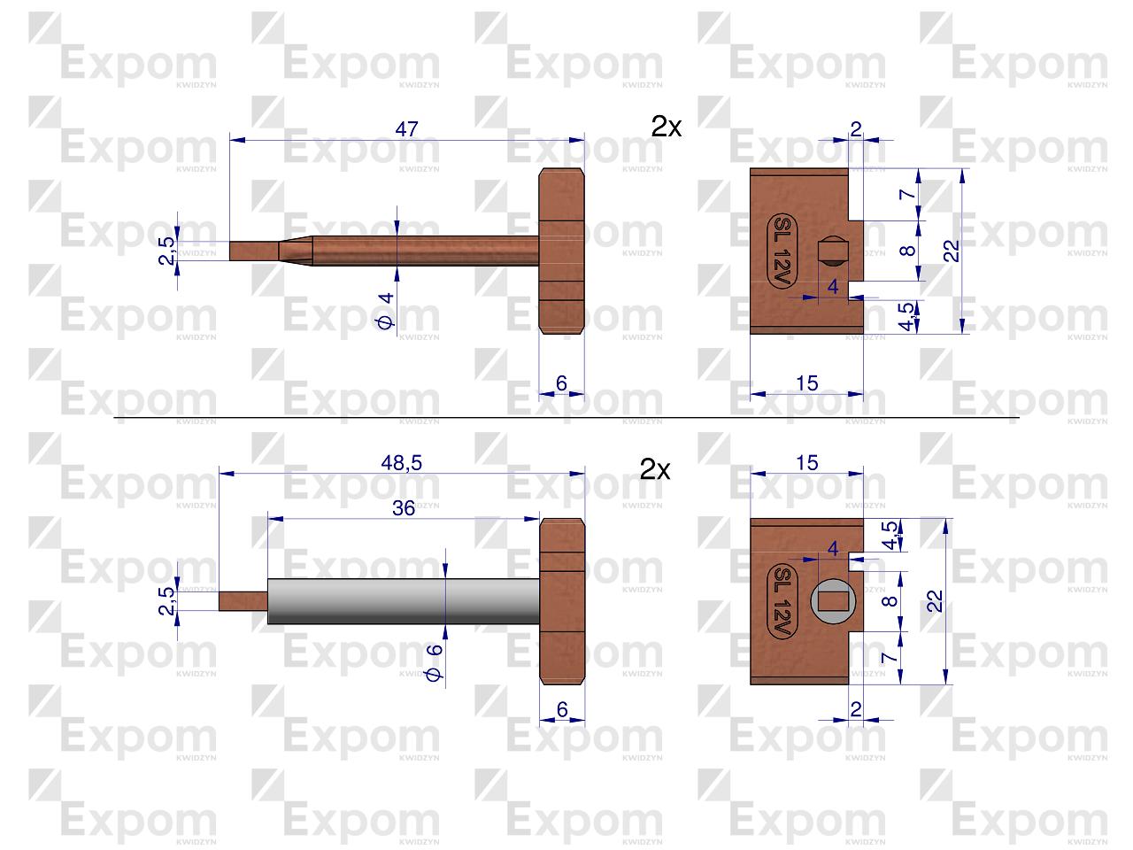 Komplet szczotek rozrusznika 1447834M91 MF-4 Nowy Typ EXPOM KWIDZYN eu