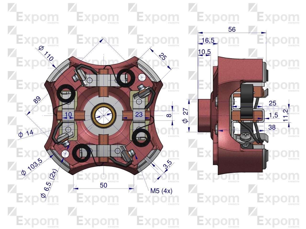 Szczotkotrzymacz kompletny z szczotkami R-10 851400 EXPOM KWIDZYN eu