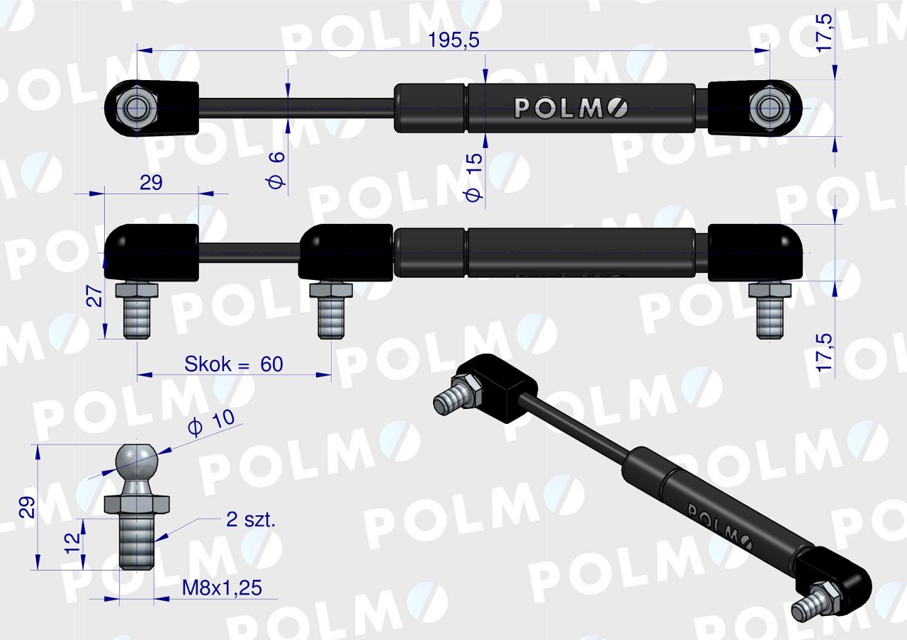 Siłownik dachu 16367958 pasuje do Zetora Proxima Forterra POLMO