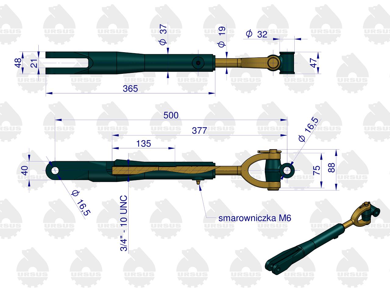 Wieszak lewy MF3 2812 MF235 ORYGINAŁ URSUS
