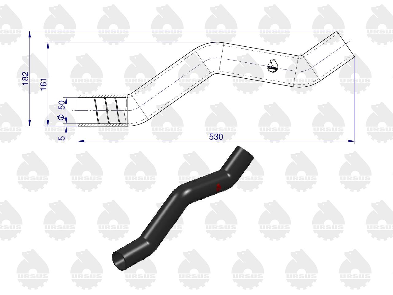 Przewód gumowy filtra powietrza kpl. z sprężyną zbrojony płótnem MF3 ORYGINAŁ URSUS