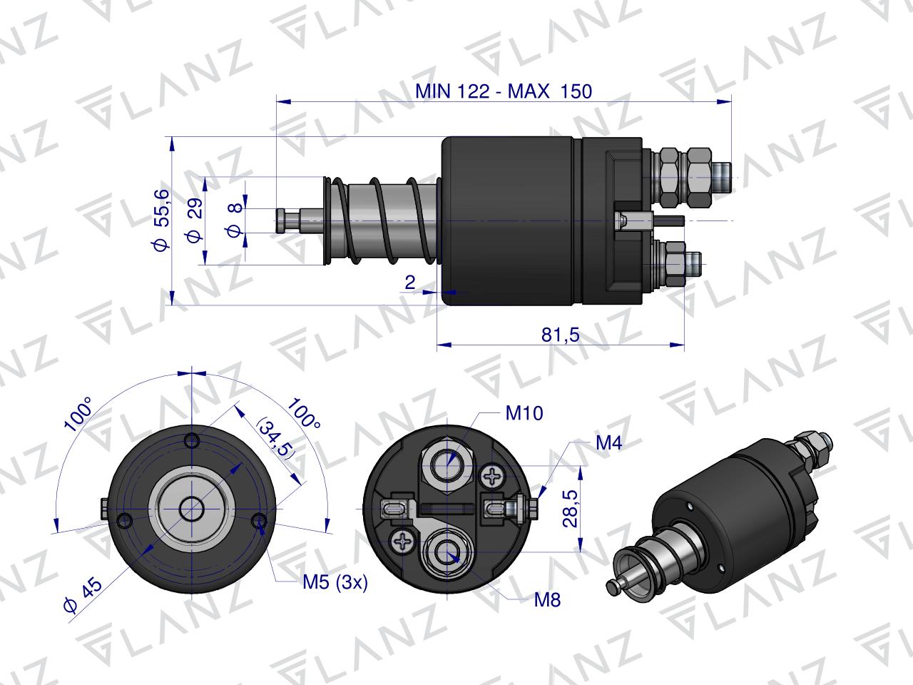Wyłącznik rozrusznika z reduktorem MF3 MASSEY FERGUSON GLANZ