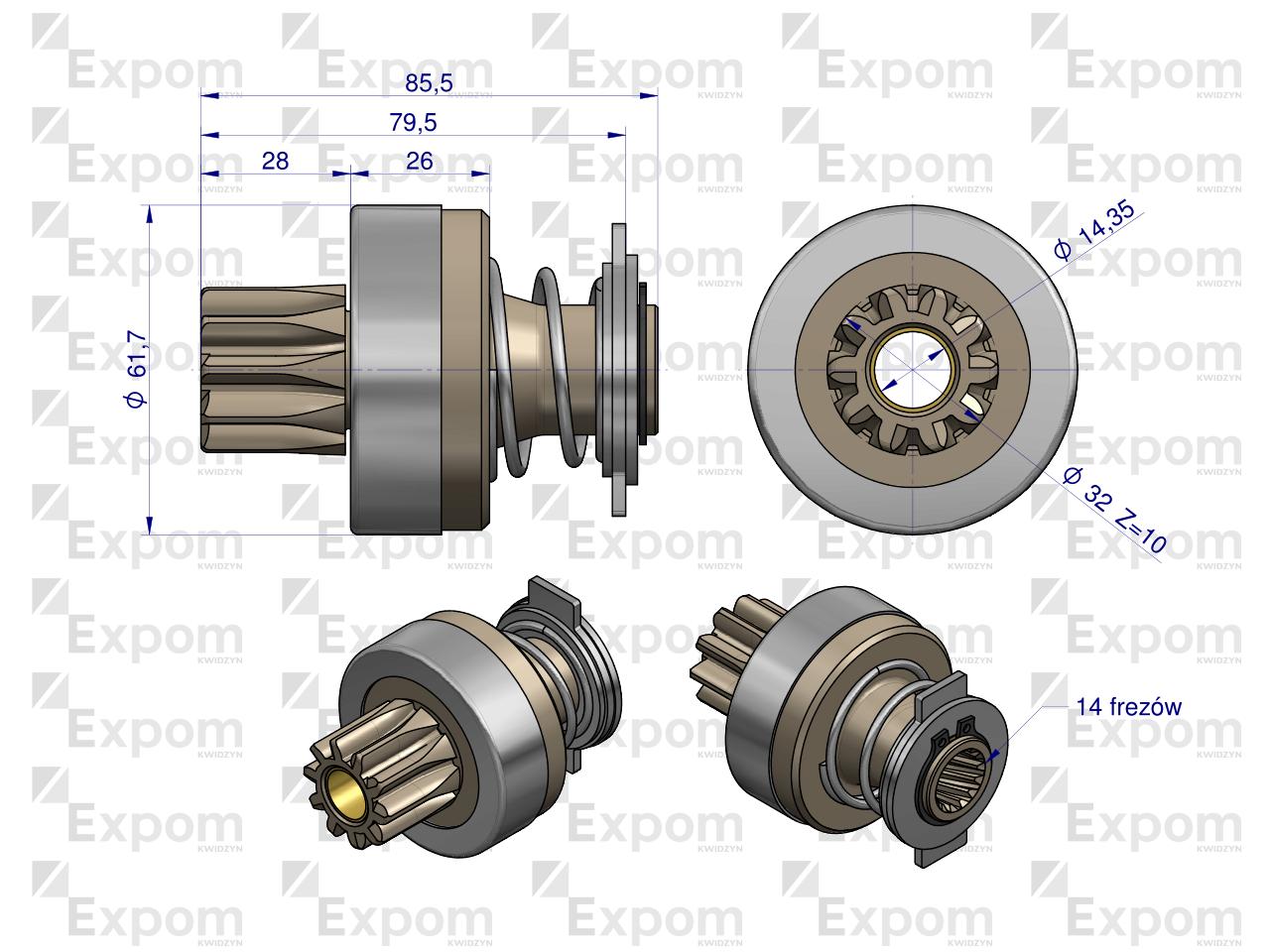 Zespół sprzęgający rozrusznika ( Typ Iskra ) MSX 800, 16.902.854 EXPOM KWIDZYN eu 