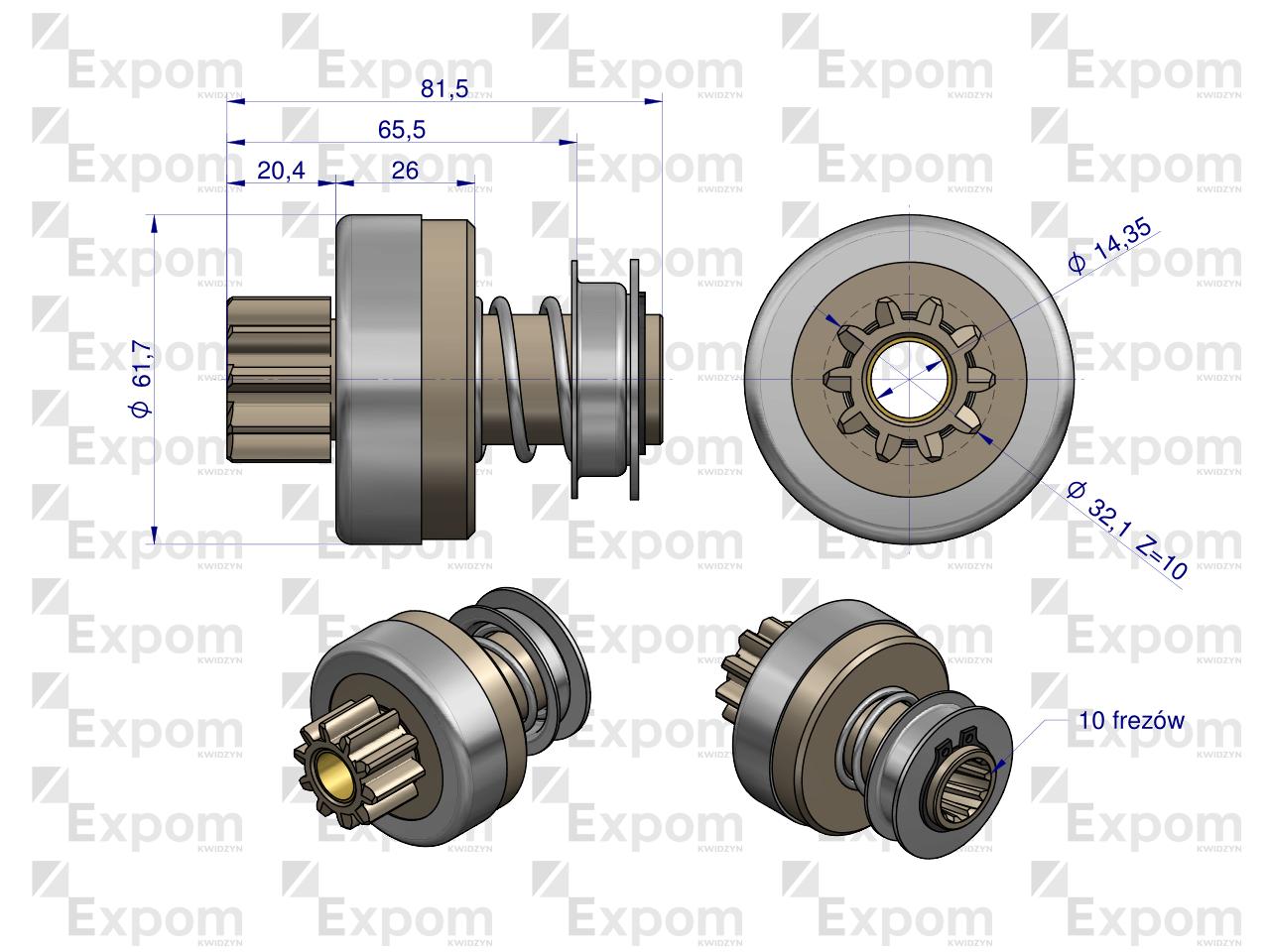 Zespół sprzęgający rozrusznika ( Typ Iskra ) MSX 833, 16.903.166 EXPOM KWIDZYN eu 