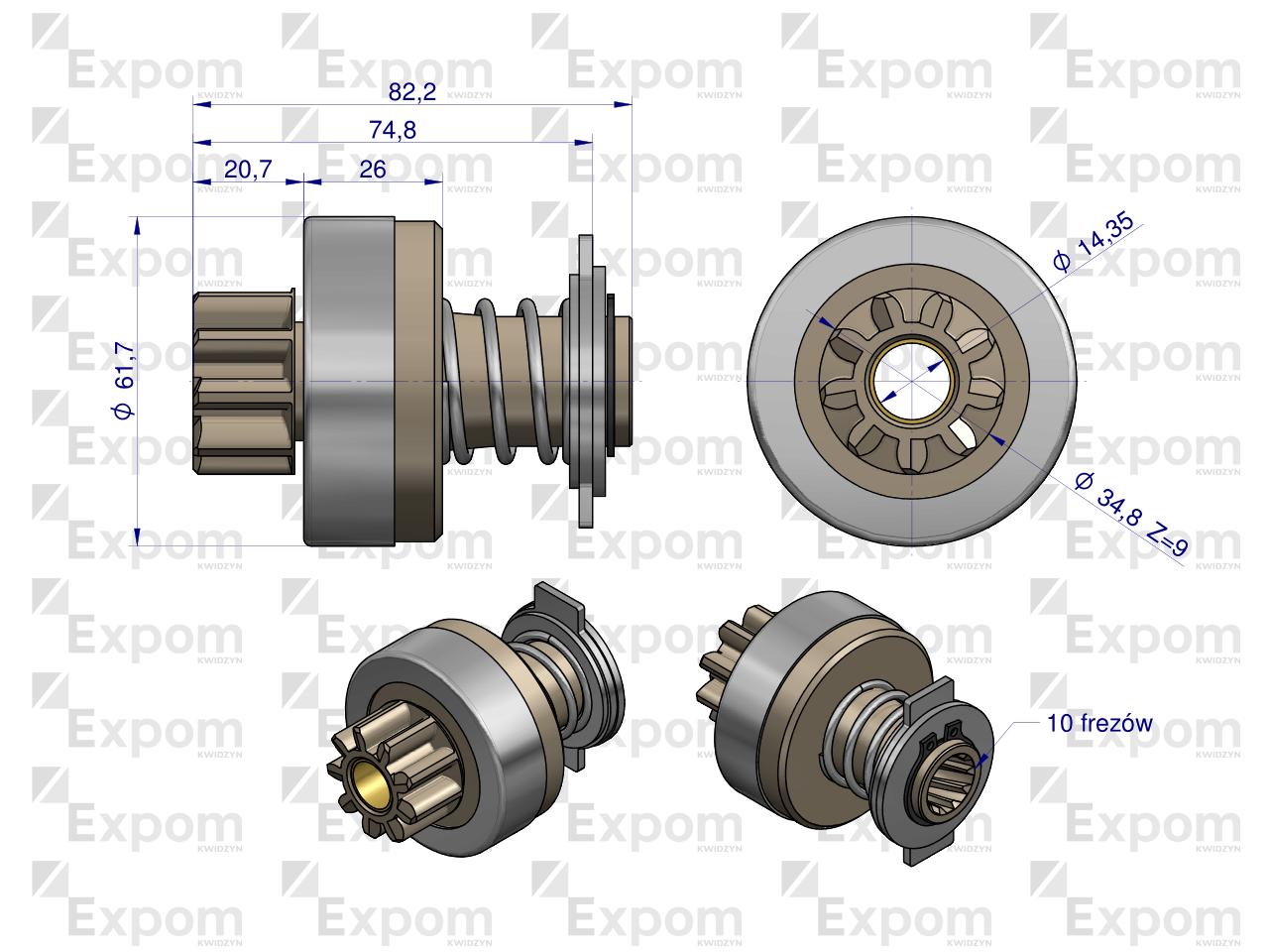 Zespół sprzęgający rozrusznika ( Typ Iskra ) MSX 724, 16.904.625 EXPOM KWIDZYN eu 