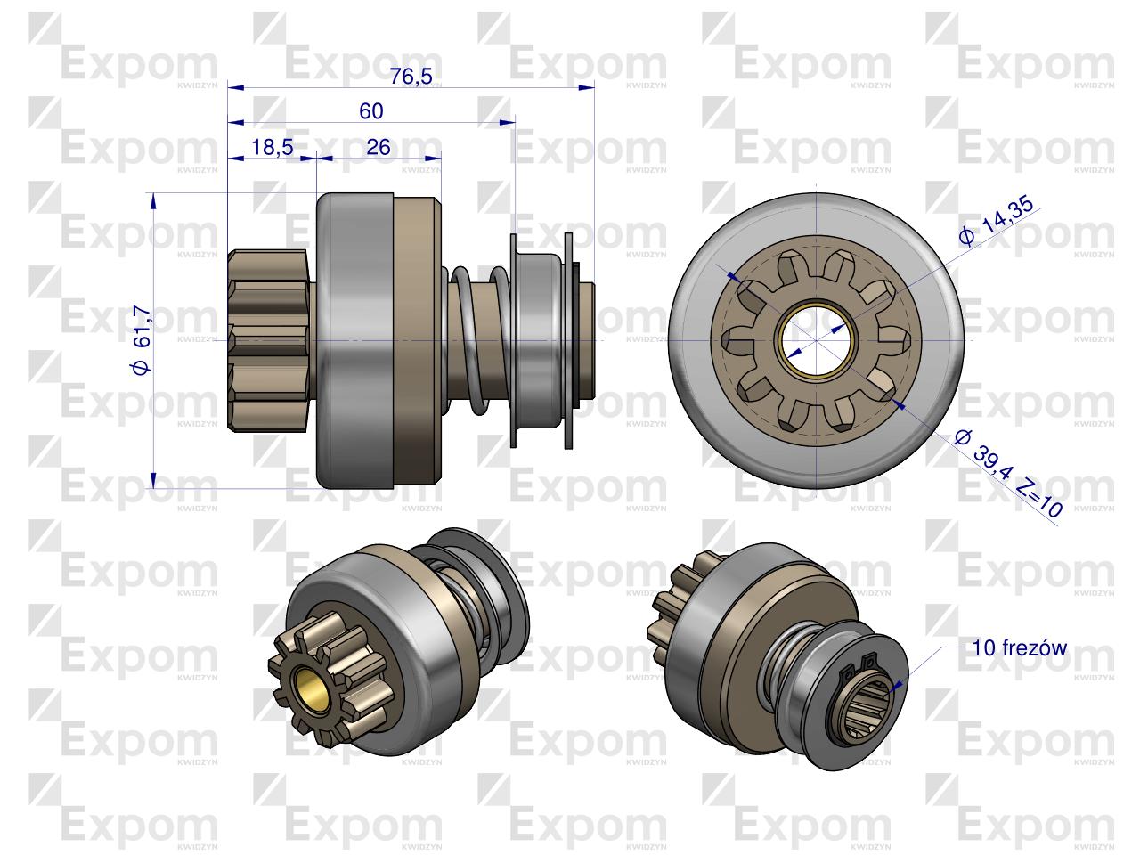 Zespół sprzęgający rozrusznika ( Typ Iskra ) MSX 251, 16.904.922 EXPOM KWIDZYN eu 