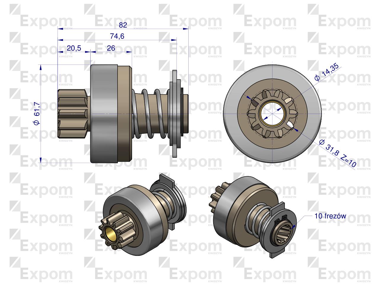 Zespół sprzęgający rozrusznika ( Typ Iskra ) MSX 332KIT, 16.908.807 EXPOM KWIDZYN eu 