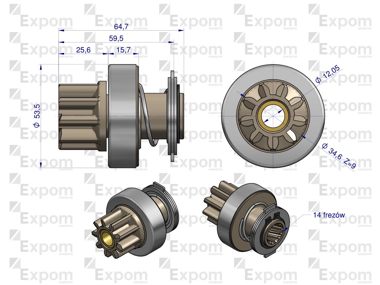 Zespół sprzęgający rozrusznika ( Typ Iskra ) MSX 242, 16.911.597 EXPOM KWIDZYN eu 