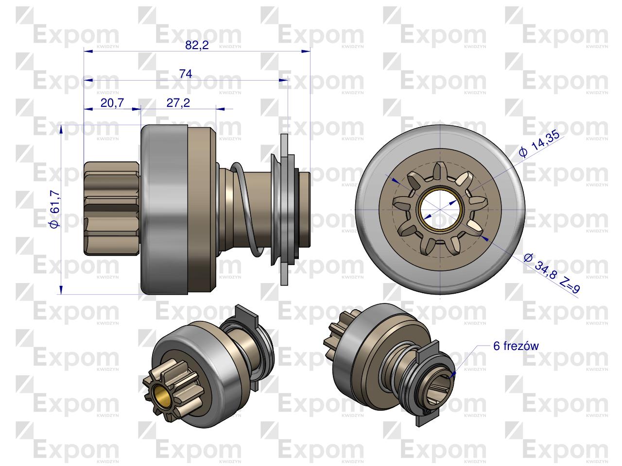 Zespół sprzęgający rozrusznika 16.911.910 (rozrusznik Iskra) EXPOM KWIDZYN eu 