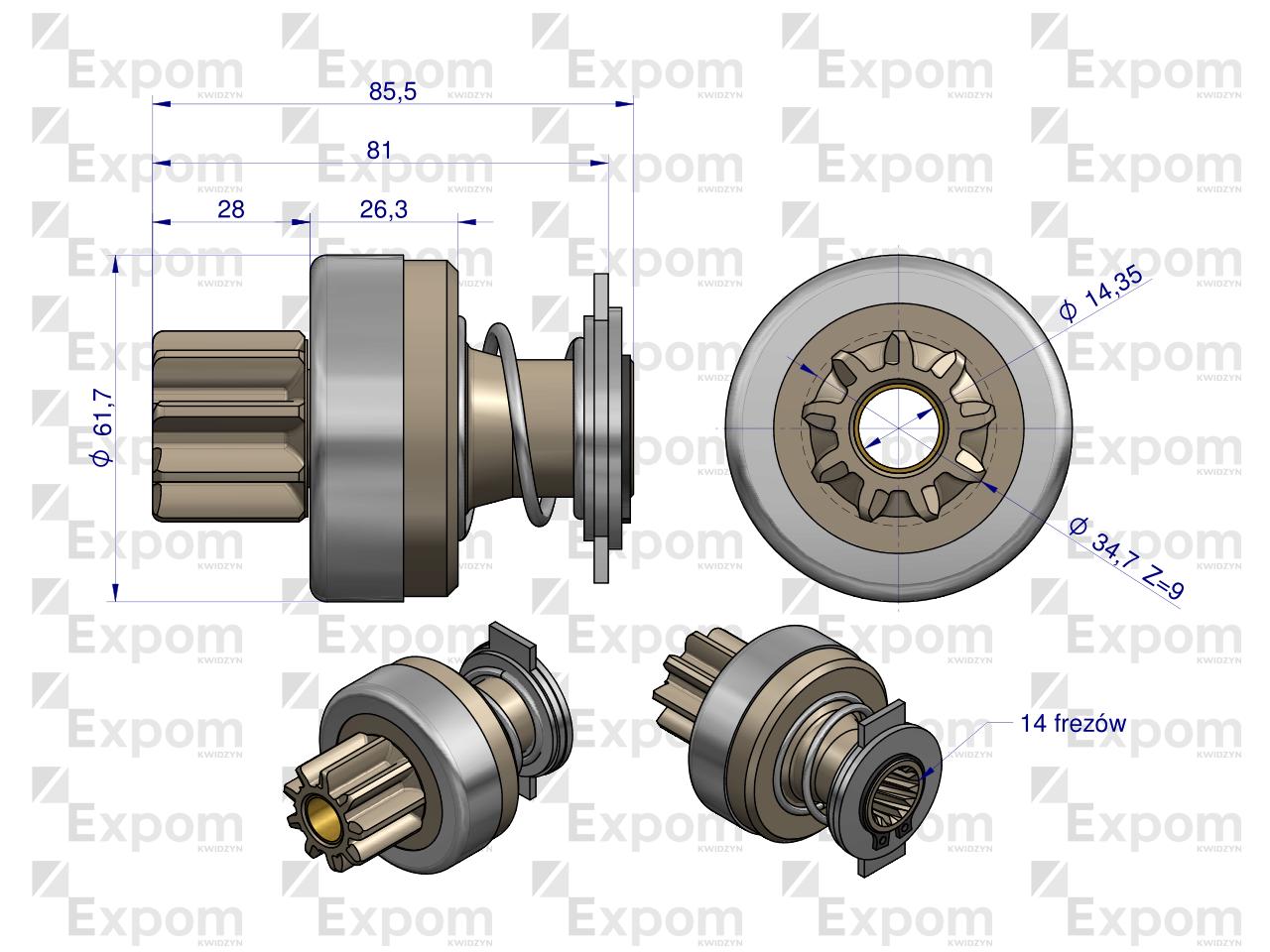 Zespół sprzęgający rozrusznika Zetor (rozrusznik Iskra) EXPOM KWIDZYN eu 