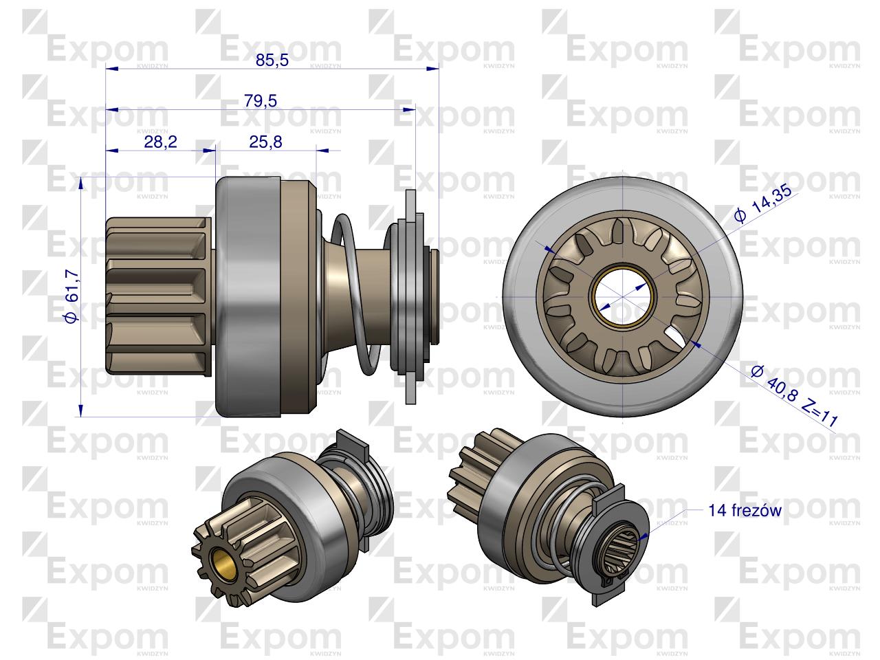 Zespół sprzęgający rozrusznika 16.912.371 (rozrusznik Iskra) EXPOM KWIDZYN eu 