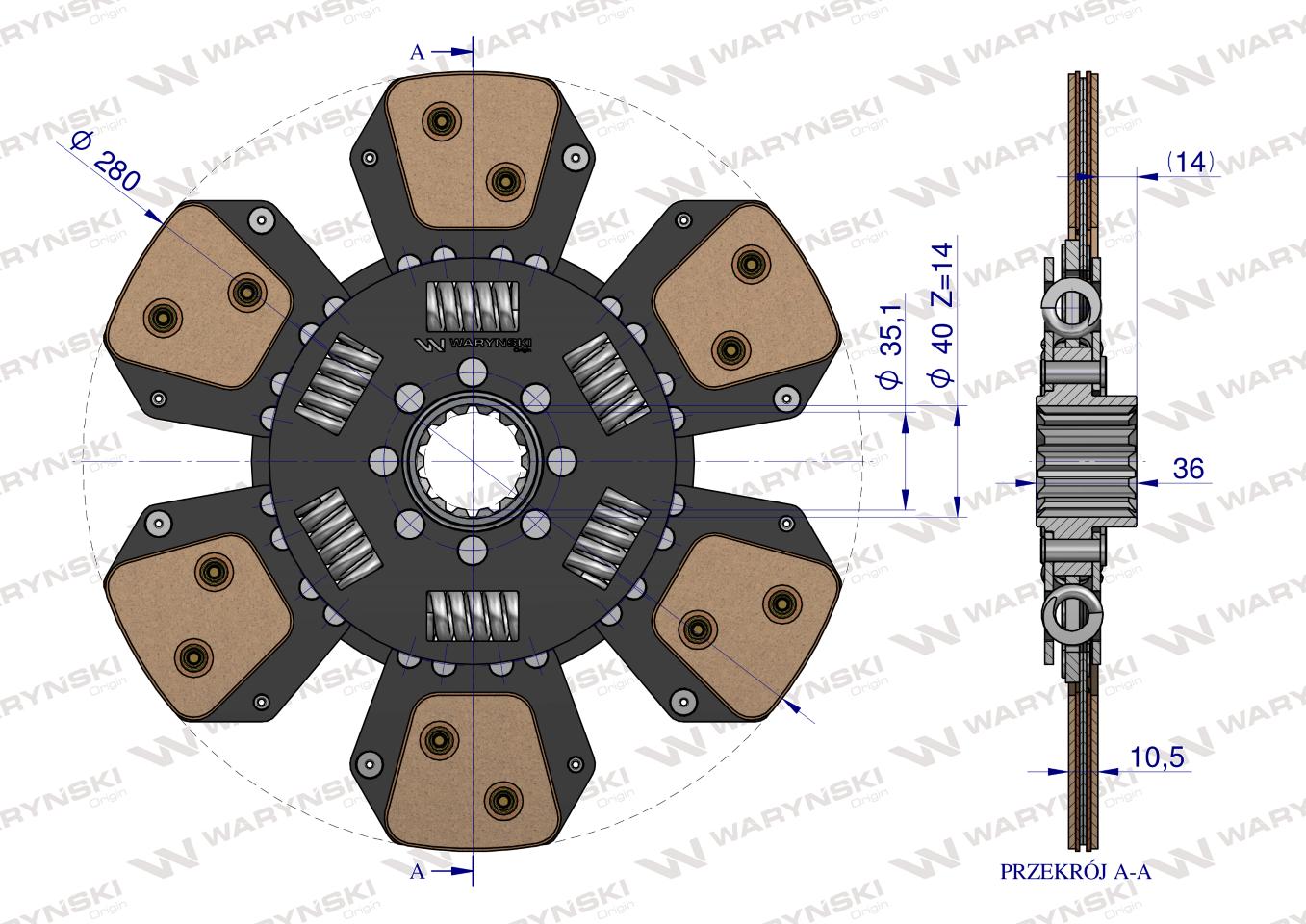 Tarcza sprzęgła Ceramiczna FIAT. LANDINI. MF. NEW HOLLAND Waryński