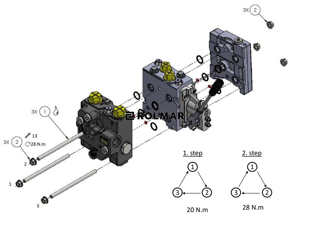 Płyta wejściowa do rozdzielaczy SPV120. G3/4" (do pomp o zmiennym wydatku). zawór odciążający