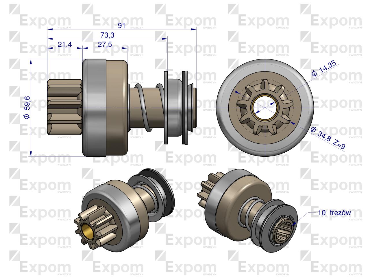 Zespół sprzęgający rozrusznika 20062095368EX (rozrusznik Bosch) EXPOM KWIDZYN eu 