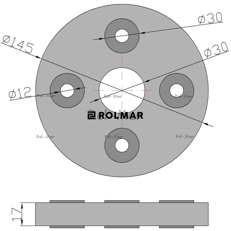 Tarcza elastyczna sprzęgła 4 otwory fi 12mm Rozrzutnik/RCW