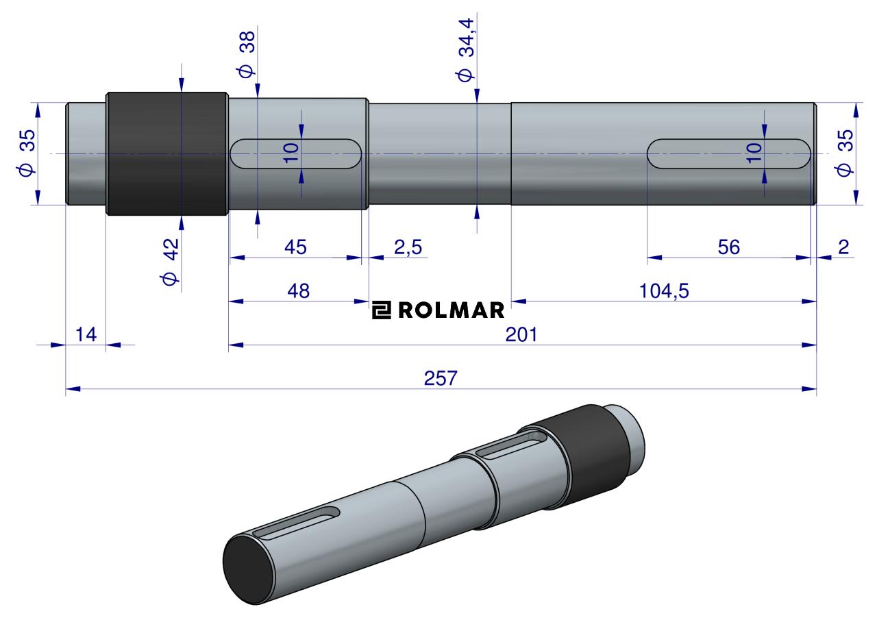 Wał skrzyni przekładniowej Rozrzutnik