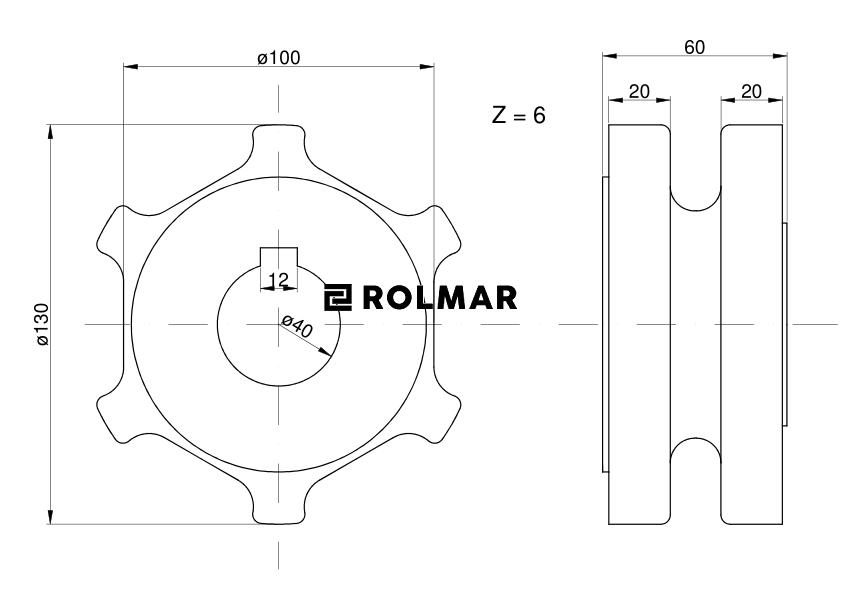 Koło gniazdowe napędowe wpust 12 2219070140 Rozrzutnik