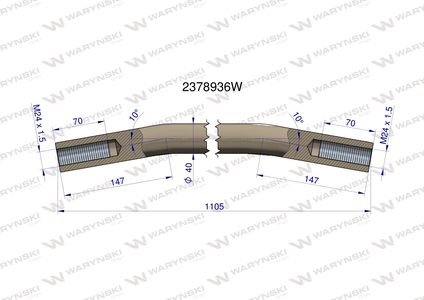 Drążek kierowniczy rura 1105mm 2378936 WARYŃSKI