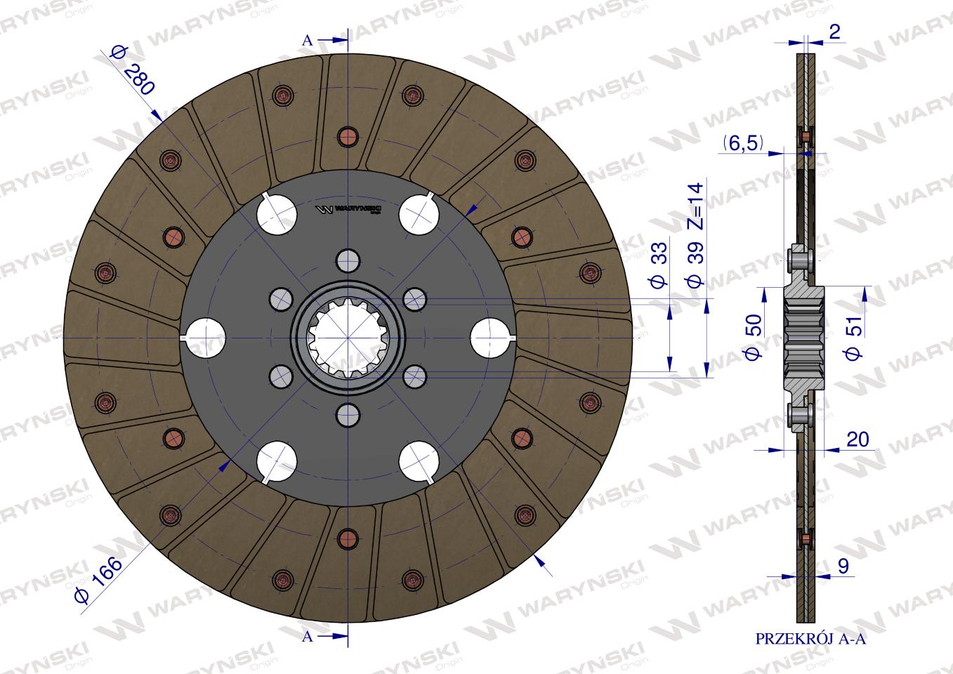 Tarcza sprzęgła T-25 2521025 WARYŃSKI