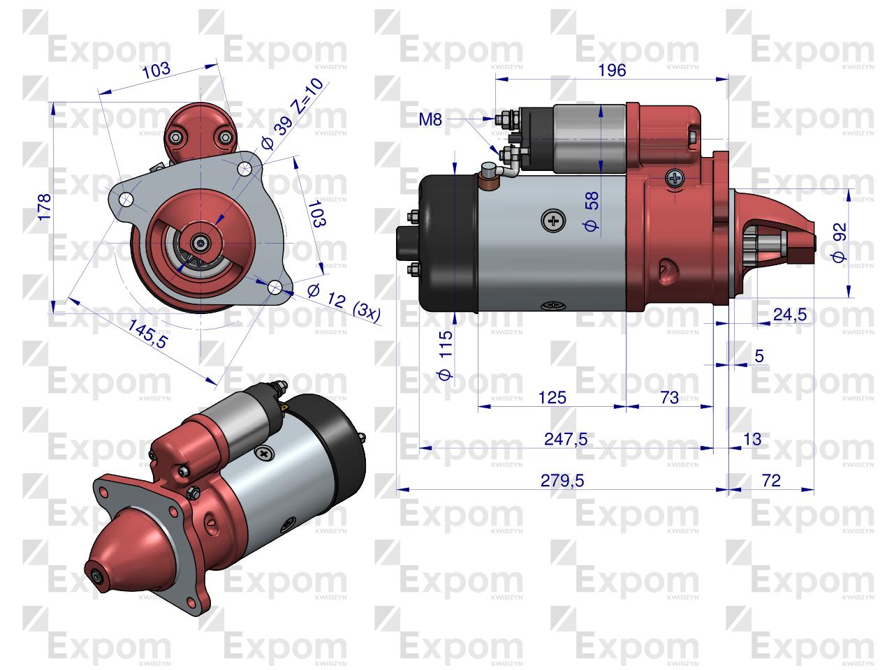 Rozrusznik R11H 300864ER. 3027466M1 12V 3 kW MF3 regenerowany EXPOM KWIDZYN eu 