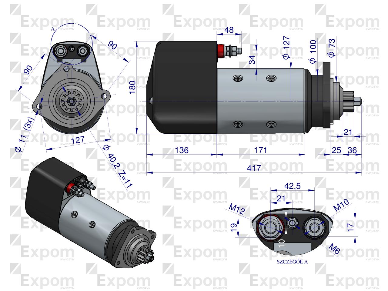 Rozrusznik R20E 300875ER 24V 6.5 kW C-385 6-cyl regenerowany EXPOM KWIDZYN eu 