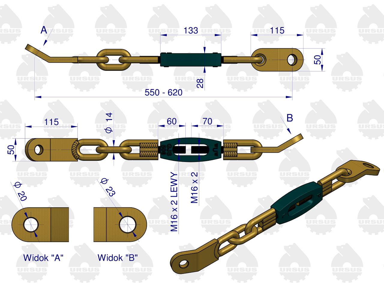 Łańcuch boczny stabilizator MF3 ORYGINAŁ URSUS