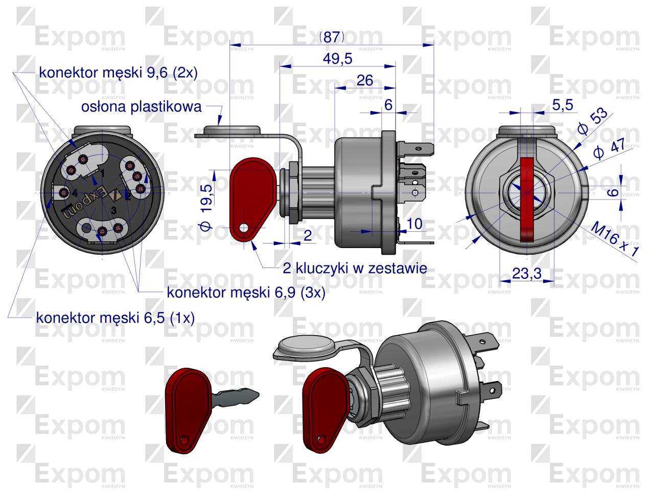 Przełącznik grzania i rozruchu stacyjka MF3  EXPOM KWIDZYN eu