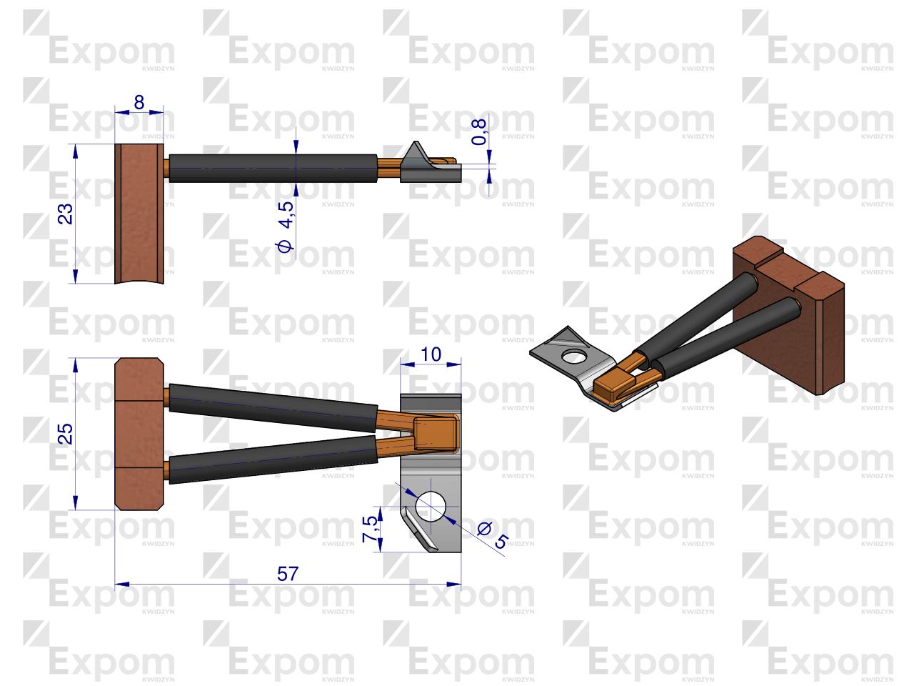 Szczotka 8x25x23 rozrusznika R-10 (20 SZT) EXPOM KWIDZYN eu