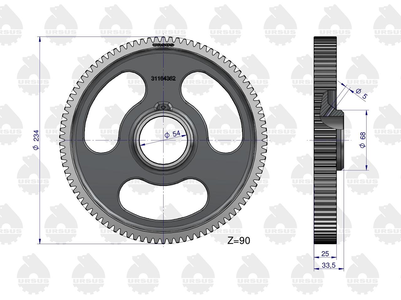 Koło zębate pośrednie rozrządu Z-90 MF3 ORYGINAŁ URSUS