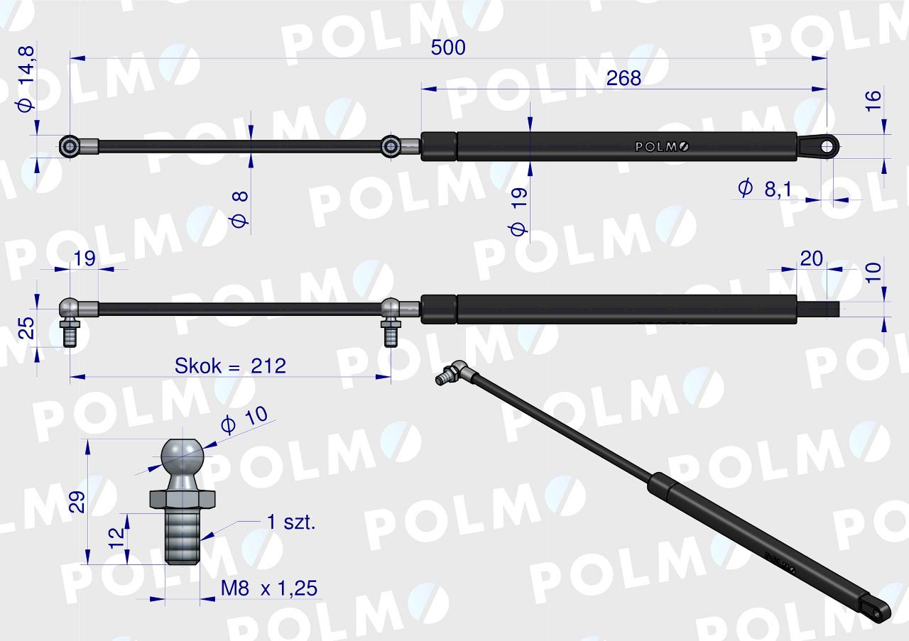 Siłownik tylnej szyby Case 3221531R1 POLMO