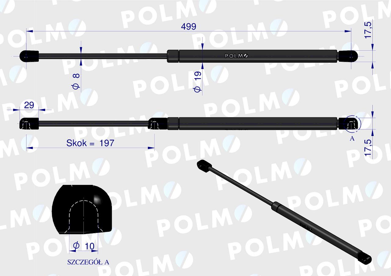 Siłownik drzwi Case 3301488M9 POLMO