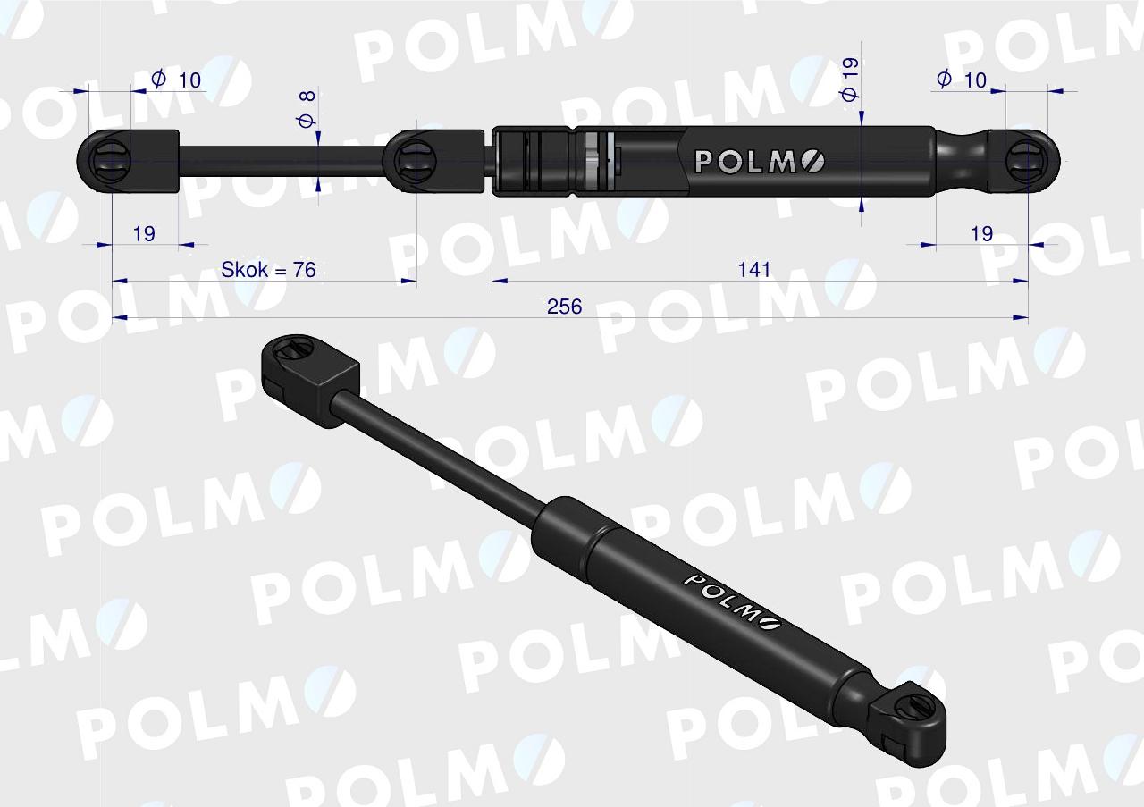 Siłownik  drzwi L max. 256mm 3385316M90P MASSEY FERGUSON POLMO