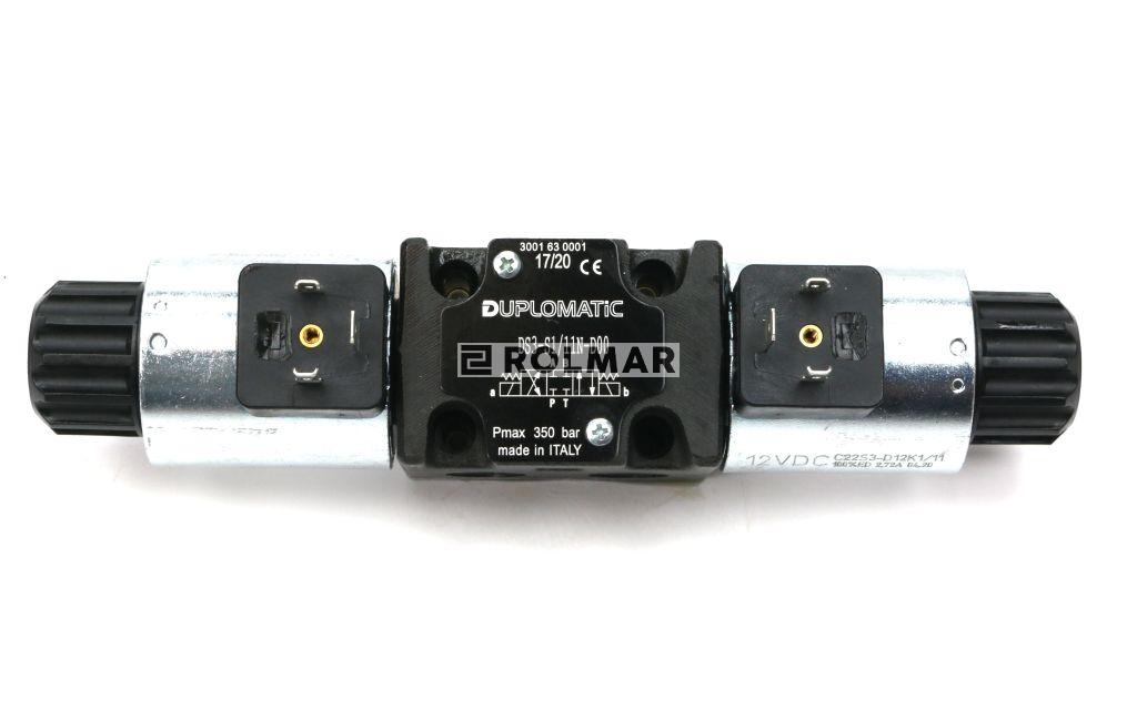 Rozdzielacz (elektrozawór) suwak "odcięty" DS3-S1/11N-D12 12V DC (cewka x 2) Heavy 350bar. 100l/min Duplomatic