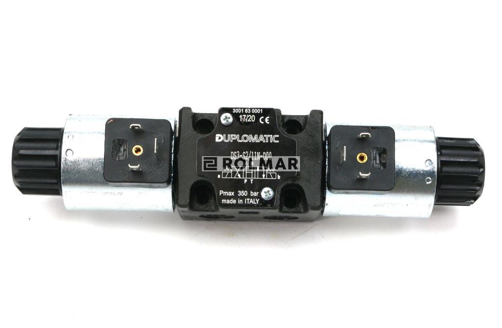 Rozdzielacz (elektrozawór) suwak "H" DS3-S2/11N-D12 12V DC (cewka x 2) Heavy 350bar. 100l/min Duplomatic