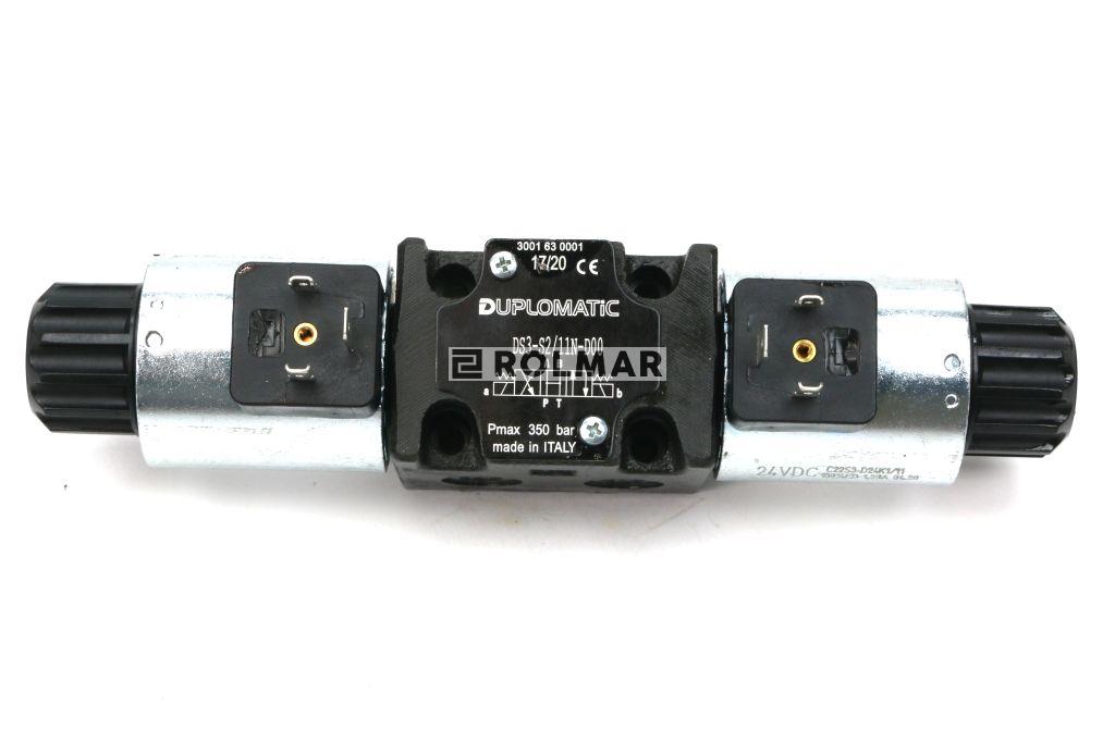 Rozdzielacz (elektrozawór) suwak "H" DS3-S2/11N-D24 24V DC (cewka x 2) Heavy 350bar. 100l/min Duplomatic