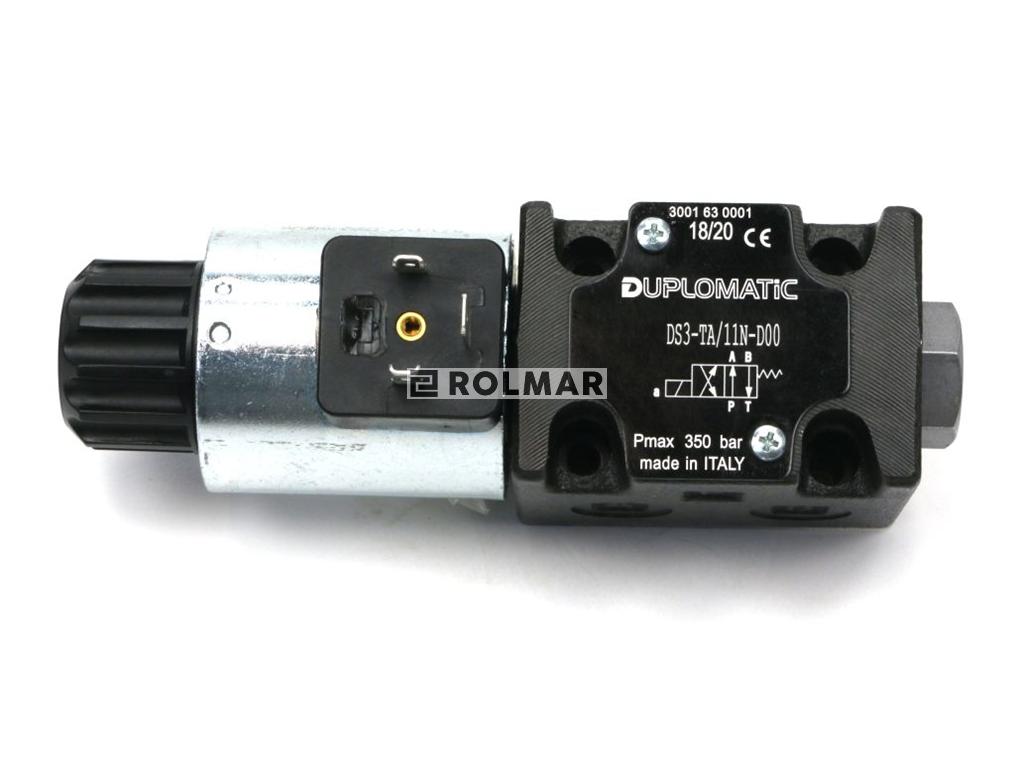 Rozdzielacz (elektrozawór) DS3-TA02/11N-D12 12V DC (cewka x 1) Heavy 350bar. 100l/min Duplomatic