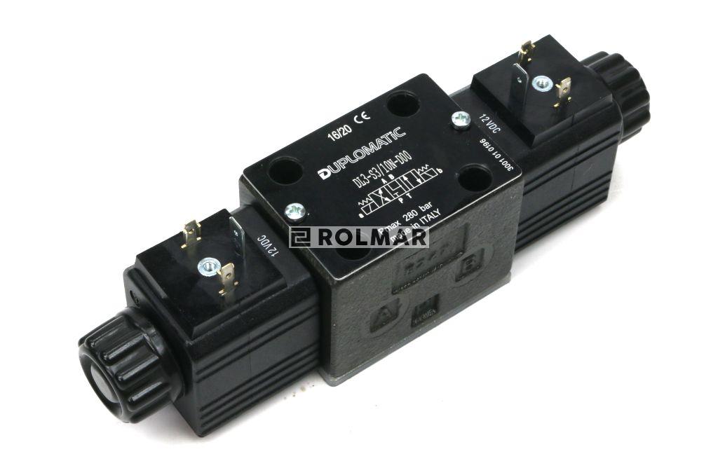 Rozdzielacz (elektrozawór) suwak "Y" DL3-S3/10N-D12 12V DC (cewka x 2) Compact 280bar. 50l/min Duplomatic