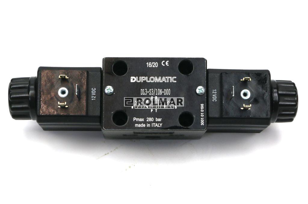 Rozdzielacz (elektrozawór) suwak "Y" DL3-S3/10N-D12 12V DC (cewka x 2) Compact 280bar. 50l/min Duplomatic